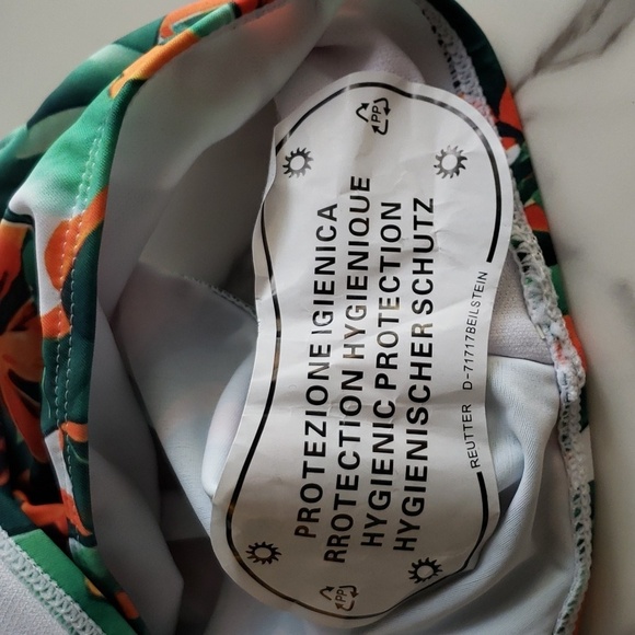 Grace Karin Halter One Piece Swimsuit Deep V Neck Green & Red Floral Pattern S - Picture 9 of 9